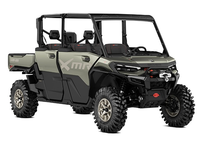 2026 Can-Am Defender MAX X mr HD11 with half-doors sport side-by-side from Can-Am, right-side studio view