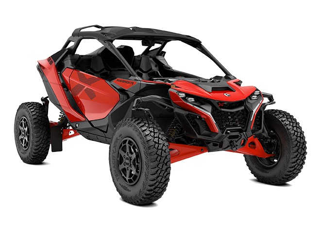 2026 Can-Am Maverick R X sport side-by-side from Can-Am, right-side studio view